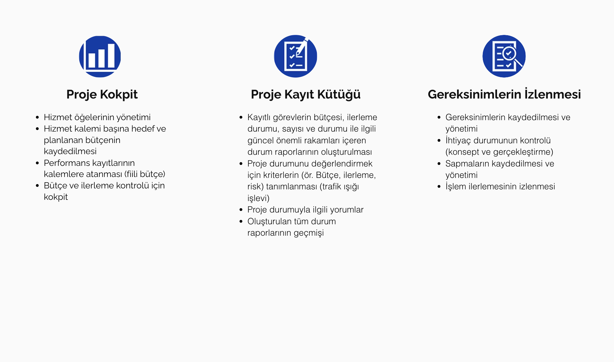 Proje kokpiti ve gereksinim izlenebilirliği